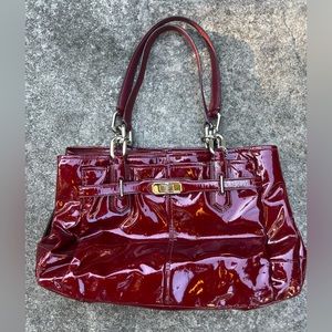 Coach Chelsea Patent Leather Red Burgundy Tote D1193-17855